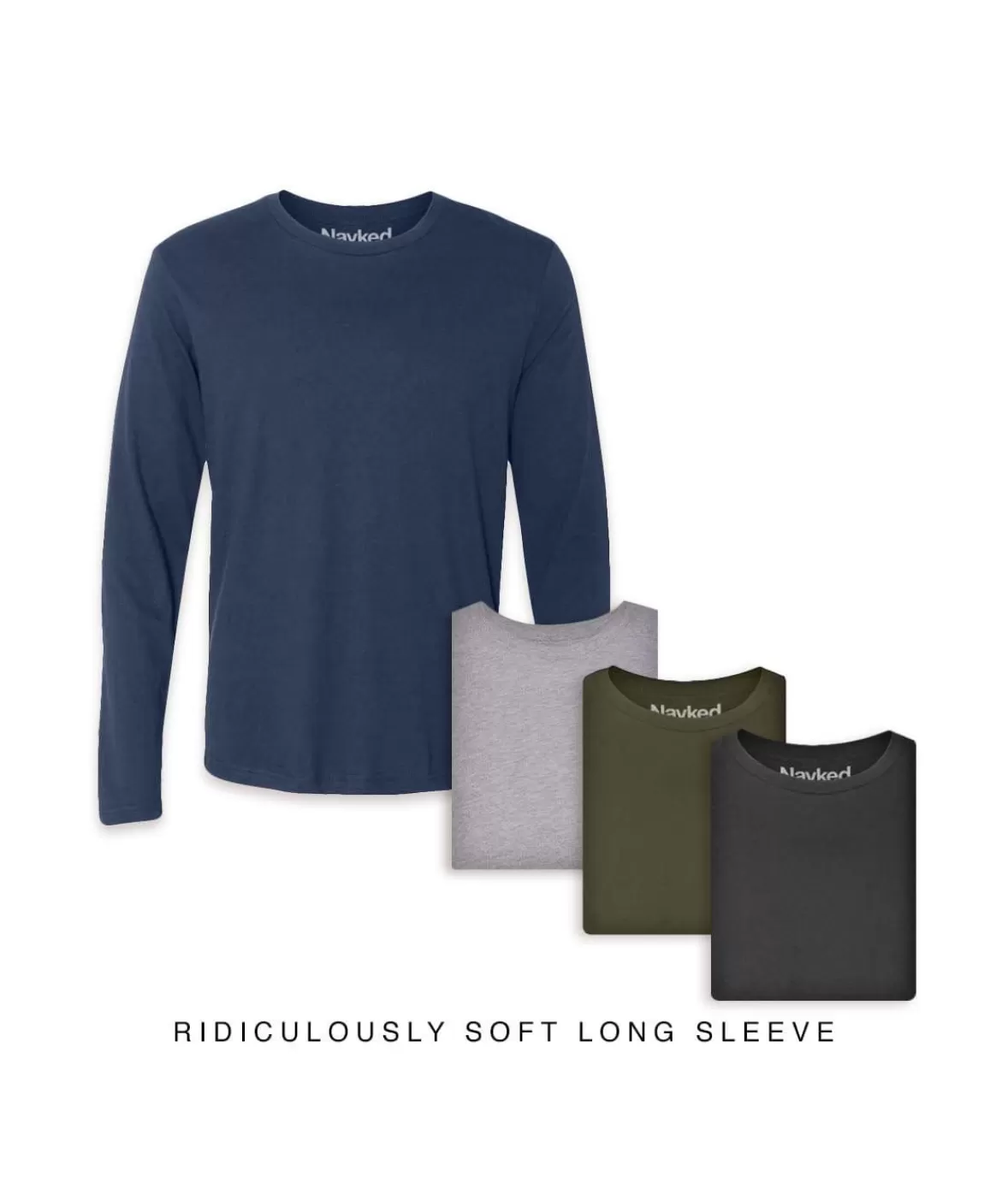 Men'S 4Pk Ridiculously Soft Long Sleeve 100% Cotton T-Shirt | Nayked Apparel Store