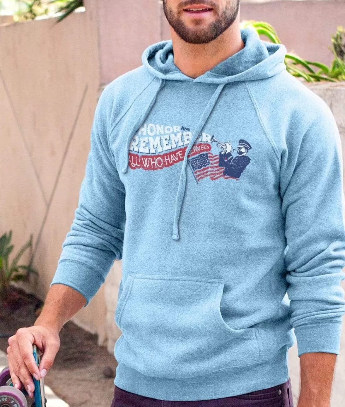 Men'S Ridiculously Soft Midweight Raglan Hooded Graphic Sweatshirt | Honor And Remember | Nayked Apparel Hot