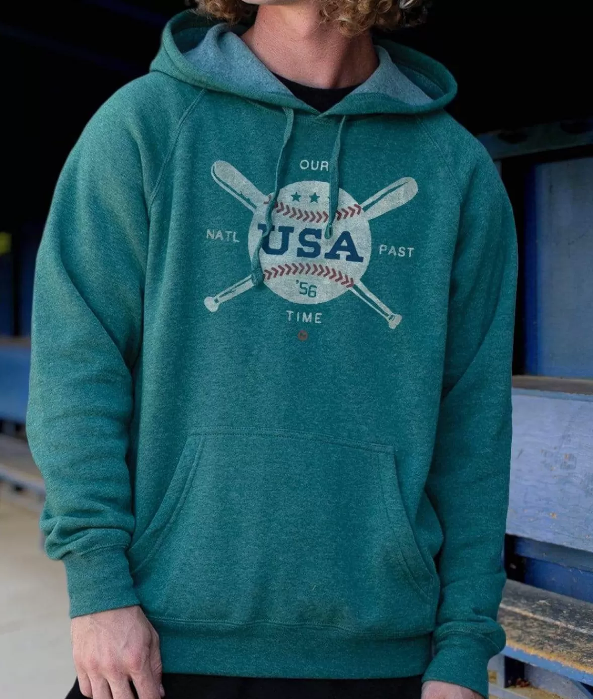 Men'S Ridiculously Soft Midweight Raglan Hooded Sweatshirt | Vintage Baseball Graphic | Nayked Apparel Online
