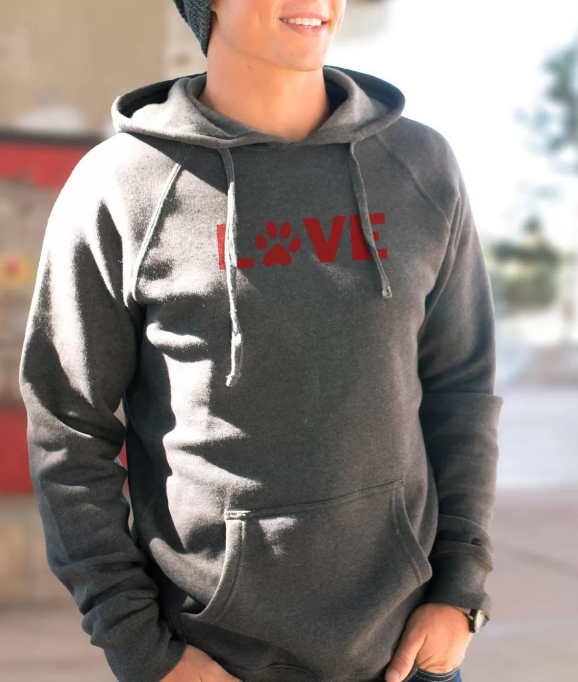 Men'S Ridiculously Soft Midweight Raglan Hooded Valentine'S Day Graphic Sweatshirt | Love My Pet | Nayked Apparel Fashion