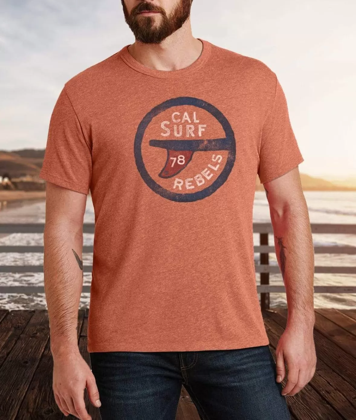 Men'S Vintage Graphic Crew Neck T-Shirt | Surf Rebels | Nayked Apparel Store
