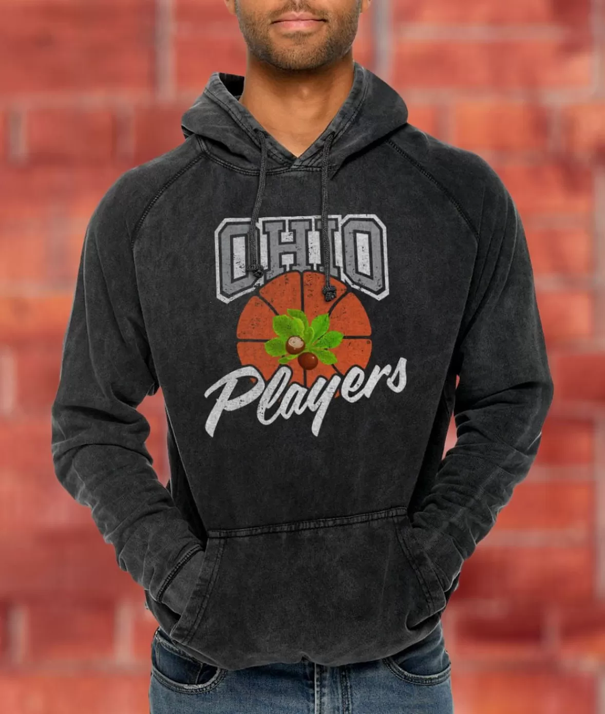 Men'S Vintage Raglan Graphic Hoodie | Ohio Players (Buckeye Leaf) | Nayked Apparel Store