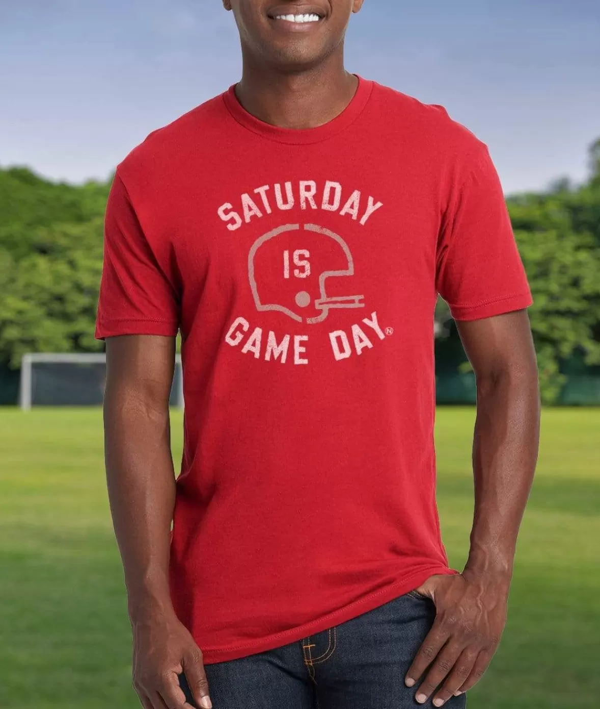 Ridiculously Soft Saturday Is Game Day Graphic Short Sleeve Crew Neck T-Shirt | Nayked Apparel Clearance
