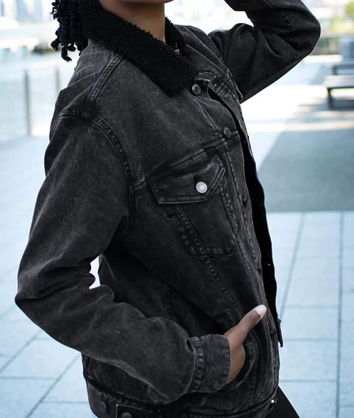 Unisex Soft Sherpa Lined Vintage Denim Jacket | Nayked Apparel Cheap